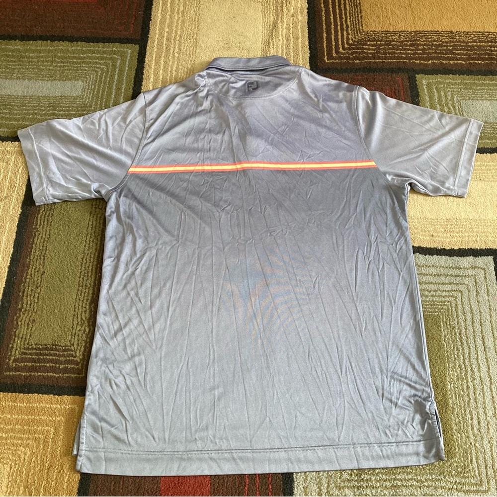 Footjoy Jacquard Golf Polo Shirt Short Sleeve Grey Orange Stripe Men's Sz XL - Picture 4 of 9